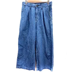 サムシング something パンツ デニム ジーンズ ワイド ロング S インディゴ /RT
