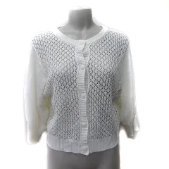 エヘカソポ ehka sopo カーディガン カットソー 透かし編み F 白 ホワイト /YI