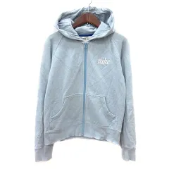 ナイキ NIKE パーカー スウェット ジップアップ 刺繍 M 水色 ライトブルー /MN