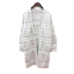 マーキュリーデュオ MERCURYDUO カーディガン ニット ロング 総柄 シャギー ラメ F 白 オフホワイト /MN