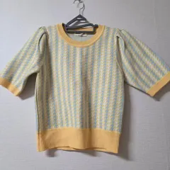 (特価)ハウンドトゥース 半袖 ニットです (新品)