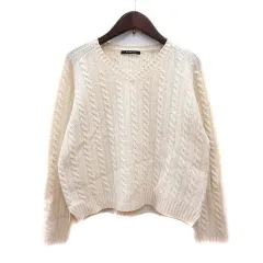 マカフィー MACPHEE トゥモローランド ニット セーター Vネック 長袖 ケーブル ウール カシミヤ混 S 白 アイボリー /MN