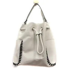 ザラ ベーシック ZARA BASIC バケットバッグ ショルダーバッグ 手提げ 2way 白 アイボリー 黒 ブラック /MS