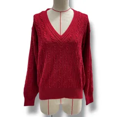 Christian Dior SPORTS クリスチャンディオールスポーツ Vネックニットトップス ニット セーター トップス Vネック レッド 赤 サイズM レディース 春 秋 ゴーゴー古着久喜倉庫店 4 北1620