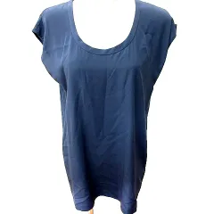 セオリー Theory シャツ ブラウス ノースリーブ 絹 シルク 2 紺 ネイビー /RT