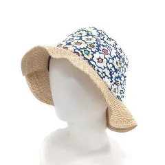 ツモリチサト TSUMORI CHISATO 麦わら帽子 ストローハット 切替 花柄 マルチカラー /MSのサムネイル