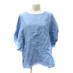 アーバンリサーチ ドアーズ URBAN RESEARCH DOORS シャツ ブラウス プルオーバー 七分袖 麻 リネン M 水色 /YI