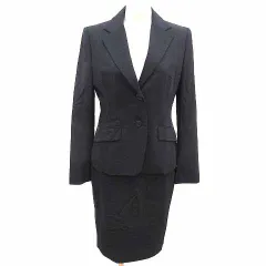 ジェイプレス J.PRESS スーツ セットアップ テーラードジャケット 総裏地 タイトスカート ひざ丈 ウール 2 M 紺 ネイビー /YK