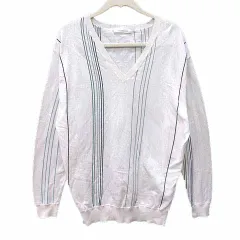 ギャルリーヴィー GALERIE VIE トゥモローランド ニット カットソー Vネック ストライプ 長袖 S 白 ホワイト /YK