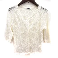 ヒロコビス HIROKO BIS カーディガン ニット 七分袖 9 アイボリー /RTのサムネイル