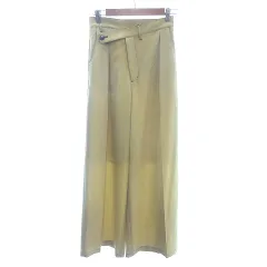 ユナイテッドトウキョウ UNITED TOKYO ワイドパンツ センタープレス スライドウエスト アシンメトリー 2 M 黄緑 イエローグリーン /AU