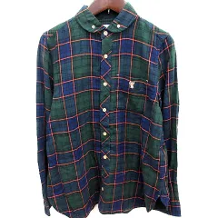 コーエン coen シャツ ボタンダウン 長袖 チェック M 緑 グリーン /RT