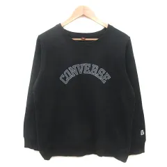 コンバース CONVERSE トレーナー スウェット プリント 長袖 LL 黒 ブラック グレー /MS