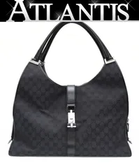 グッチ GUCCI ジャッキー ショルダーバッグ GG柄 エクストララージ キャンバス×レザー 黒 【73394】