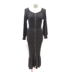 プロポーション ボディドレッシング PROPORTION BODY DRESSING ニットワンピース ロング タイト リブ 長袖 S チャコールグレー /MS