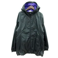 アディダス adidas 中綿コート 総裏地 ロング 刺繍 フード L チャコールグレー /MN