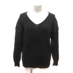 プロポーション ボディドレッシング PROPORTION BODY DRESSING ニット セーター Vネック 透かし編み 長袖 F 黒 ブラック /MS