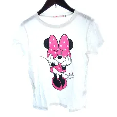 ユニクロ UNIQLO ディズニー Disney カットソー Tシャツ ラウンドネック ミニー プリント 半袖 M 白 ホワイト /AU ●RY