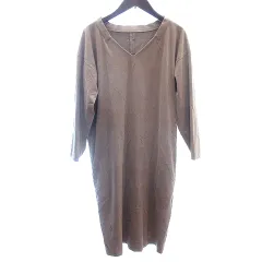 ロペ ROPE ワンピース ひざ丈 Vネック フェイクスエード 長袖 40 L ベージュ /AU