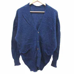 パドカレ pas de calais カーディガン ニット Vネック 長袖 アルパカ 38 M 青 ブルー /YKのサムネイル