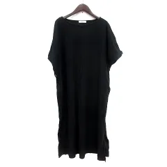 ニコアンド Niko and.. ワンピース ミモレ ロング 半袖 黒 ブラック /MN