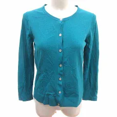 インディヴィ INDIVI カーディガン ニット 長袖 38 M 緑 エメラルドグリーン /YK