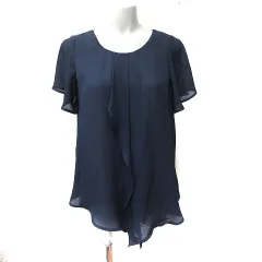 オペークドットクリップ OPAQUE.CLIP シフォンブラウス 半袖 40 L 紺 ネイビー ベージュ /YI