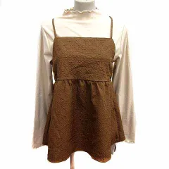 ドレスキップ DRESKIP 2点セット キャミソール ニット カットソー ハイネック 長袖 M 茶 ブラウン ベージュ /YK