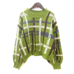 セポ CEPO ニット セーター チェック 長袖 M 緑 グリーン /MN