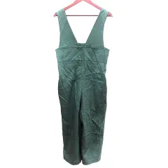 スタディオクリップ Studio Clip パンツ サロペット オーバーオール 麻混 リネン混 F 緑 グリーン /AU