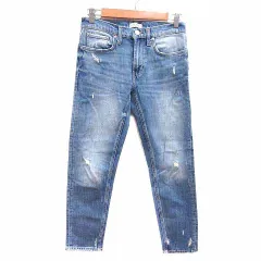ザラウーマン ZARA WOMAN デニムパンツ ジーンズ ダメージ加工 34 XS 青 ブルー /YK