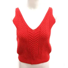 スナイデル SNIDEL ニット カットソー ノースリーブ F 赤 レッド /RT