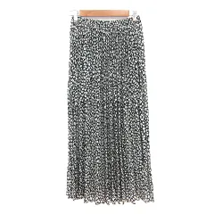 ニコアンド Niko and.. プリーツスカート マキシ ロング 花柄 黒 ブラック 白 ホワイト /MN