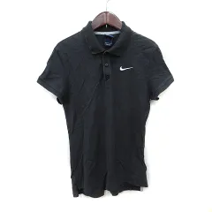 ナイキ NIKE ポロシャツ 鹿の子 半袖 刺繍 L 黒 ブラック /YI