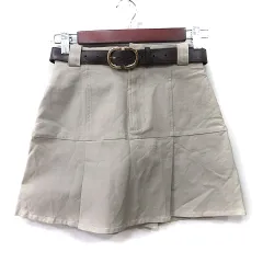 スナイデル SNIDEL 台形スカート ミニ ベルト付き 0 XS ベージュ /YI