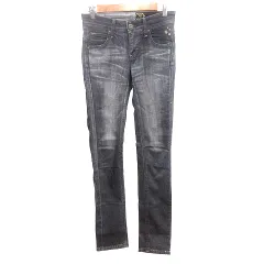 サムシング something デニムパンツ ジーンズ スキニー 刺繍 グレー 黒 ブラック /AU