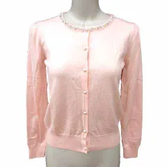 アベニールエトワール Aveniretoile カーディガン ニット ビジュー 長袖 36 S ピンク /YK