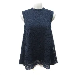 ミラオーウェン Mila Owen チュニック ノースリーブ 総レース ナイロン F 紺 ネイビー /YI
