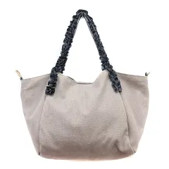 エニィファム anyFam ハンドバッグ キャンバス フリル グレージュ /MN ●RY