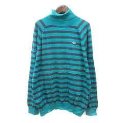 パーリーゲイツ PEARLY GATES ニット カットソー タートルネック ボーダー 長袖 5 XL 青 ブルー /MN