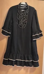 大きいサイズ　プラスサイズ　アンドラブ　LLサイズ　黒ブラック　七分袖　膝丈ワンピース　フリルデザイン　ロリータさん◎