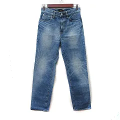 サキュウ caqu パンツ デニム ジーンズ ダメージ加工 1 S 紺 ネイビー /YI