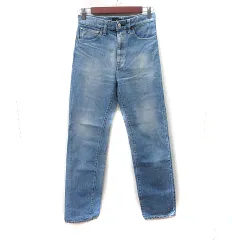 サキュウ caqu パンツ デニム ジーンズ ダメージ加工 1 S 紺 青 ブルー /YI