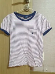 ラルフローレン ポロ 正規品 ストライプ 半袖Tシャツ ピンク S