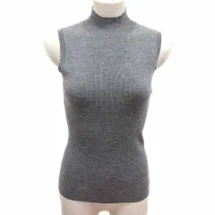 セオリー Theory ニット カットソー ハイネック ノースリーブ ウール S グレー /YK