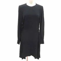 セオリー Theory ワンピース ひざ丈 リボン 長袖 0 S 黒 ブラック /YK