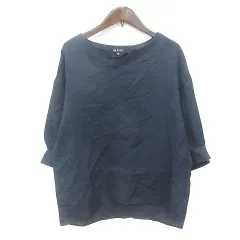 インディヴィ INDIVI ブラウス 七分袖 38 M 紺 ネイビー /MN