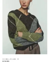 アーガイル Vネック ザラ ニット セーター