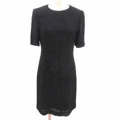 ラピーヌ LAPINE ワンピース ひざ丈 五分袖 7 S 黒 ブラック /YK ●RY