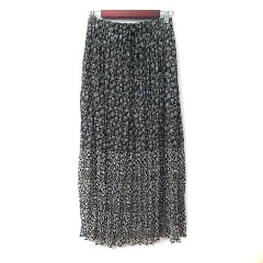 アズノウアズ ピンキー AS KNOW AS PINKY プリーツスカート ギャザー マキシ シフォン 総柄 F 黒 ブラック グレー /YI